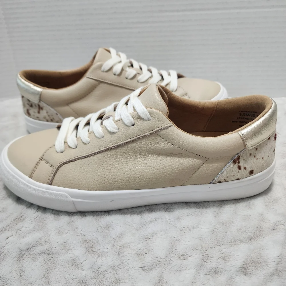 Lucky Brand Divahna Sneaker Women's Sz 8.5 Beige Pebbled Leather